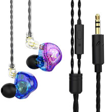 Compatibele QKZ AK6 MAX in-ear hoofdtelefoon met dynamische driver, krachtige bas en afstandsbediening, versie: met microfoon (kleurrijk): verrassing