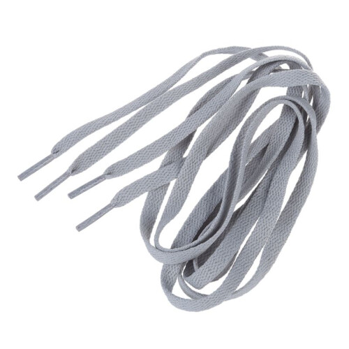 Trainers Plastic Tips 52.4 Long Grey Flat Wide Shoe Laces Strings 6Pcs