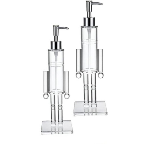 Nutcracker Soap Dispenser, Christmas Nutcracker Soap Liquid Bottle, Clear Acrylic Refillable Lotion Pump Decorative 2pcs