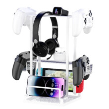 Koptelefoonstandaard, Headsethouder, Gameconsolehouder, Telefoonhouder, Oordopjeshouder, Computeropbergrek, Gaming-Stijl, Wit