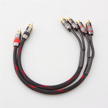 Cabo Divisor de Áudio HiFi em Y, RCA Macho para 2 Conectores RCA Fêmea, Adaptador para Amplificador, 0,5 M