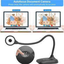 USB-Documentcamera, Document-Webcamcamera met Microfoon, Led-Lampjes, Beeldomkering, Opvouwbaar voor Leren en Lesgeven