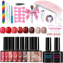 (zh764-3) 7 Colors Gel Nail Polish Kit UV LED Lamp Base Top Coat Nail Art Tool Set Professional Manicure Set