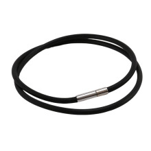3Mm Black Rubber Cord Necklace with Stainless Steel Closure - 18 Inch