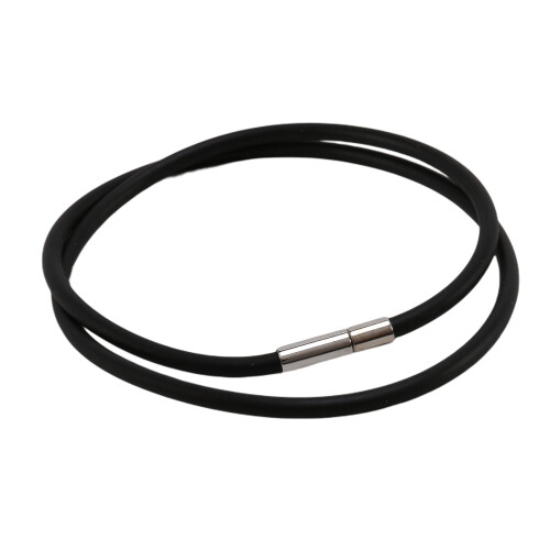 Colar de CordãO de Borracha Preta de 3 Mm com Fecho de AçO InoxidáVel - 18 Polegadas