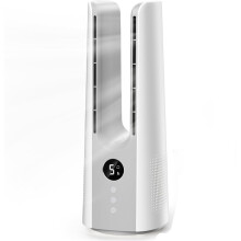 Bladeless Desk Fan, Quiet Plug-in Table Fan with Multiple Speed Settings, Oscillation, Timer, LED Display for Bedroom, Office & Home, White