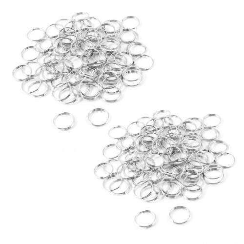 10mm Dia Silver Tone Metal Split Loop Key Rings Holders Replacement 160 Pcs 1