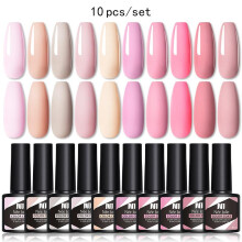 (9) Nee Jolie 10-Color Gel Nail Polish Set Base Top Coat Soak Off UV LED Nail Art Kit for Beginners