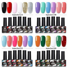 (6 bottle set 70) Nee Jolie 6 Colors Gel Nail Polish Set Trending Nail Gel UV Light Cure Nail Lacquer Multi Mix