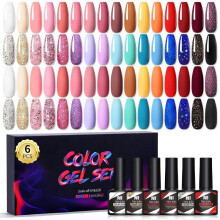 (26) NeeJolie Gel Polish Kit 6PCS Box Set Barbie Pink Nail Gel Soak Off UV Gel Nail Art Manicure Starter Kit Long Lasting Shine Easy Application