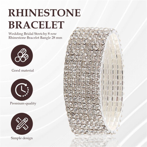 BröLlopsbröLlop Stretchy 8 Rader Strassarmband Armband 28 Mm 1