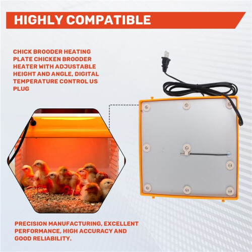 Chick Brooder Heating Plate Chicken Brooder Heater with Adjustable Height and Angle, Digital Temperature Control US Plug 2