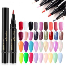 (BEDR123-14) Nail Polish Gel Pen One Step Soak Off Quick Dry No Lamp Needed Portable DIY Nail Art 15 Colors Set
