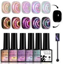 (Set01) LILY'CUTE Colorful Cat Eye Gel Polish Set 7-Color Laser Flash Diamond Cat Eye Nail Gel Kit
