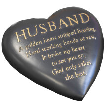 Graveside Grey Heart Memorial Stone Plaque by Thoughts of You - Husband