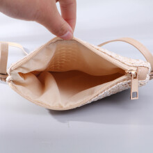 Straw Plait Small Square Bags One Shoulder Slanted Bag Handbag Coin Purses Casual Holiday Beach Bag - Beige