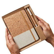 Coffret Cadeau de Carnet en Lin de Liège A5 avec Stylo Assorti 200 Pages Papier Sans Bois