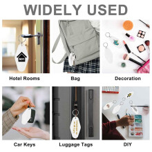 50pcs Blank Motel Keychain Bulk with Key Rings, Black Vintage Hotel Keychains Key Tag for Vinyl DIY Crafts, Black
