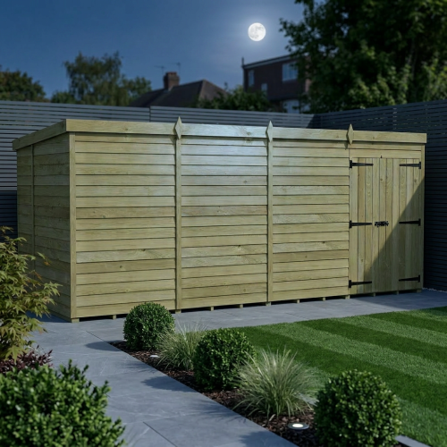 16 x 5 Pent Shed Tanalised (Double Door, No Windows) 2