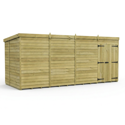 16 x 5 Pent Shed Tanalised (Double Door, No Windows) 1