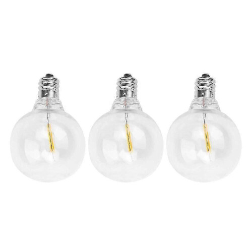 3Pcs G40 Led Replacement Light Bulbs, E12 Screw Base Shatterproof LED Globe Bulbs compatible with Solar String Lights Warm White 1