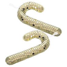 Golden Glass Candy Cane Ornaments, 2Pcs Festive Holiday Decor for Christmas Tree, Party & Seasonal Celebrations with Shiny Foam Accents