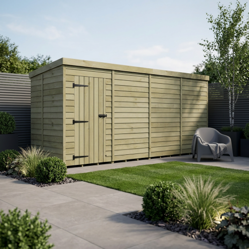 16 x 5 Pent Shed Tanalised (Single Door, No Windows)