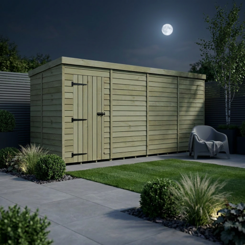 16 x 5 Pent Shed Tanalised (Single Door, No Windows) 2