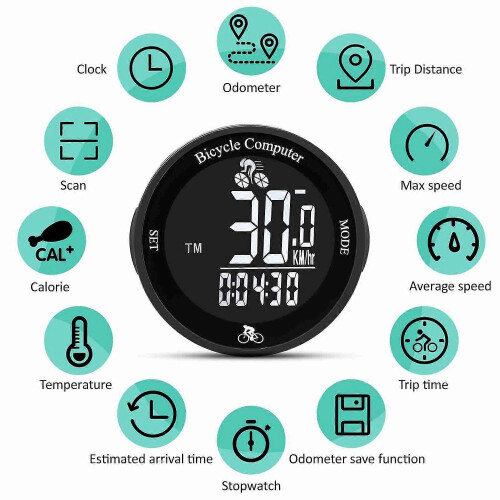Bike Computer LED Backlight Multifunction Round Wireless Cycle Computer Cycling Odometer 1