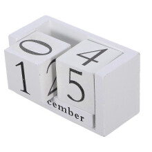 White Wood Block Desk Calendar for Month Date Display