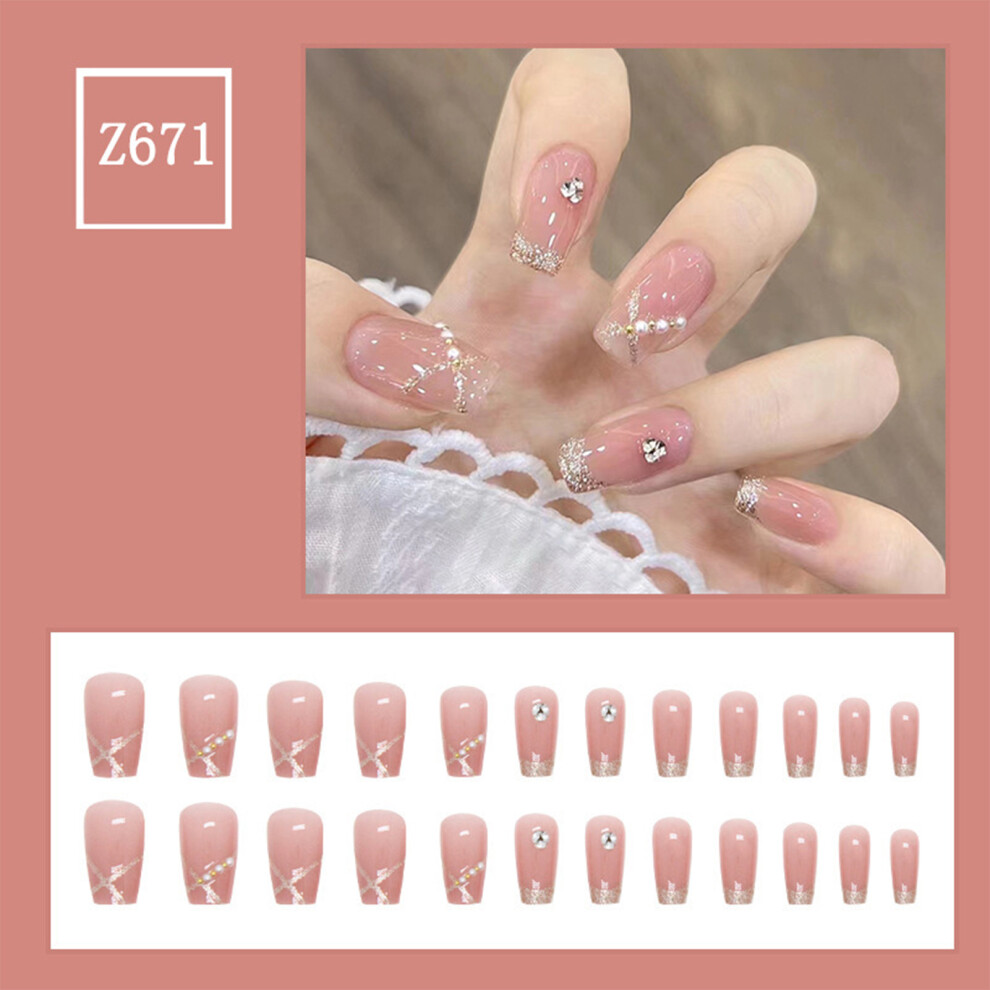 Dcph-Clothing Shiny Rhinestone Press-On Nails For Nail Art Starters