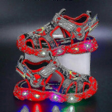 Boys Led Sandals Spiderman Outdoor Shoes Beach Shoes Kids Light-up Non-slip Shoes for Summer 25-26