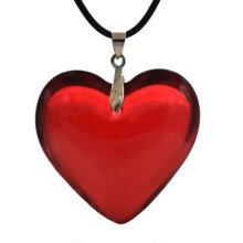 Glass Heart Pendant Necklace Colorful Heart Pendant Black Rope Necklace Jewelry 25-26