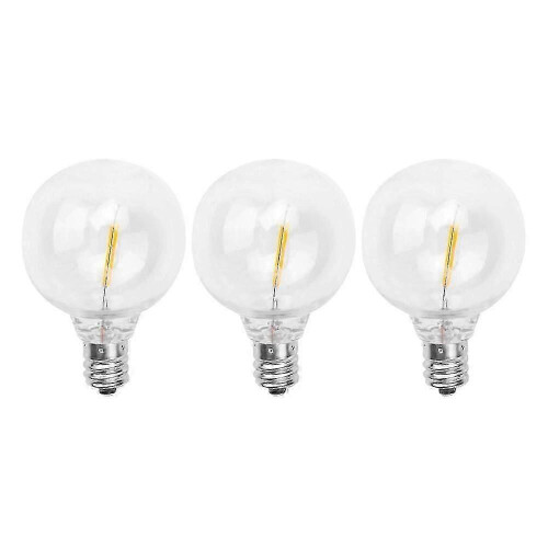 3Pcs G40 Led Replacement Light Bulbs, E12 Screw Base Shatterproof LED Globe Bulbs compatible with Solar String Lights Warm White
