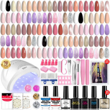 (ZH695) 35 Colors Nail Gel + 70 Pcs Tool Kit Nail Tips Base Coat Dryer Decorations Lamp Full Set Home Nail Art Set