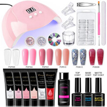 (1) 6-Color Nail Extension Gel Tool Kit Nail Lamp Rhinestone Glitter Nail Art Accessories Full Set Gel System