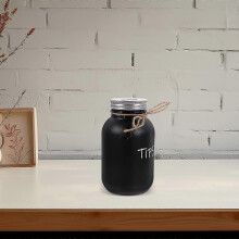 Glass Money Saving Jar with Cork Lid, Transparent Round Piggy Bank for Kids and Adults, Durable Coin Bank for Home Office Cafe Decor, 1 Pack