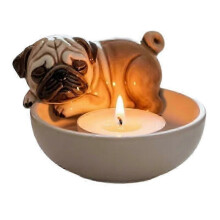 Hand-Painted Resin Dog Candle Holder with Dreamy Ambiance, Pet-Safe, Portable Home Decoration, Multicolor