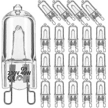 20-Pack G9 Halogen Bulbs 40W 2800K Warm White Dimmable for Chandeliers & Pendant Lights