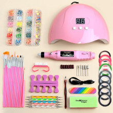 (zh774) Nail Art Tool Kit Complete Set with Nail Lamp Glitter Diamond Decorations Nail Brush Buffer Drill File Manicure Tool for Beginners