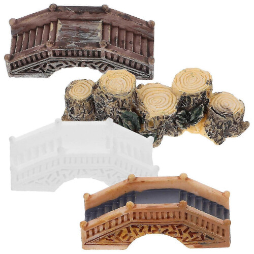 4Pcs Miniature Landscaping Bridge Adornment Plastic Arch Bridge Model Decor
