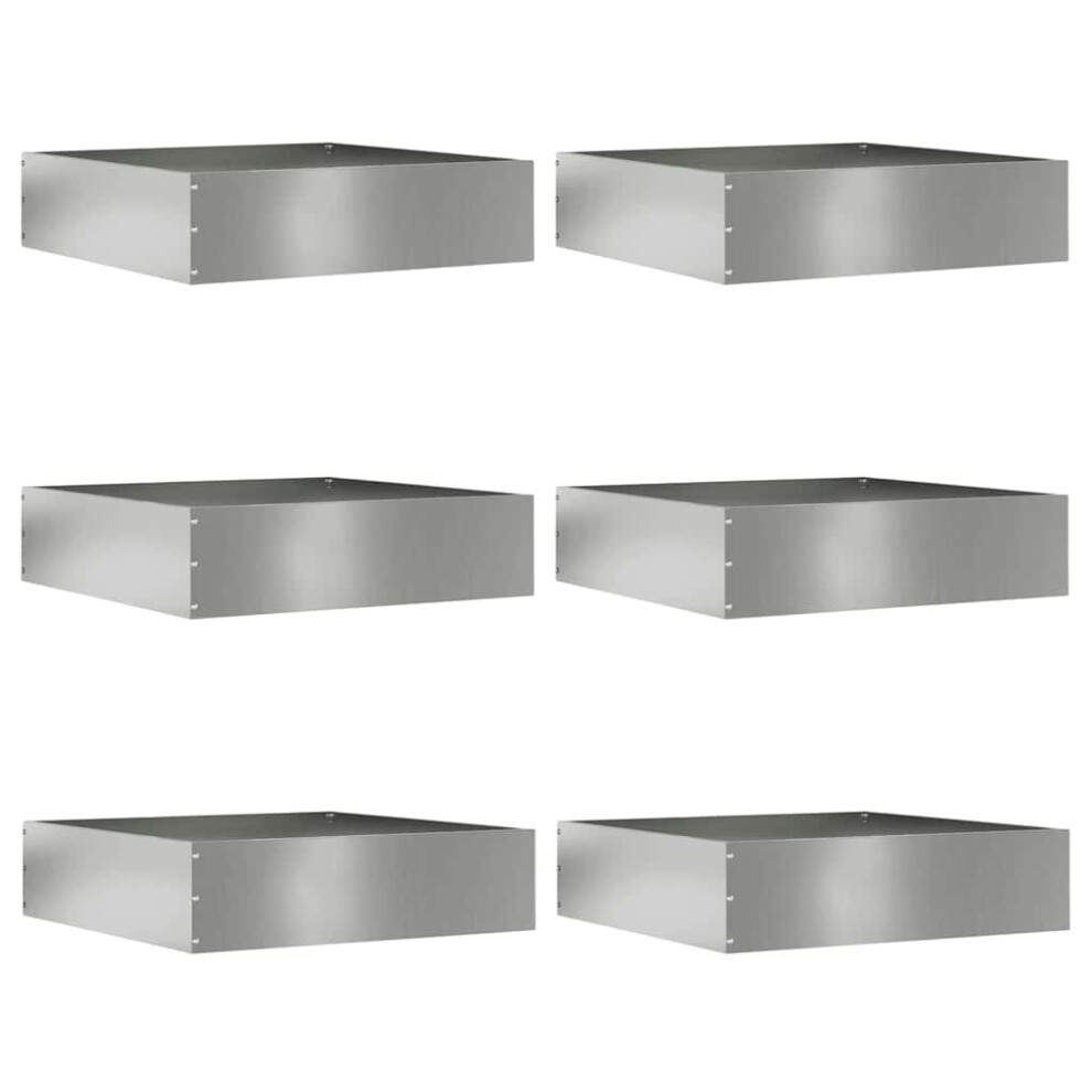 Vidaxl Lawn Edging 6 Pcs Silver 50 X 50 X 13 Cm Galvanised Steel 8721288856159
