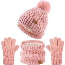 Set Invernale per Bambini: Cappello, Sciarpa e Guanti, Caldo e Confortevole, 3-9 Anni, Rosa