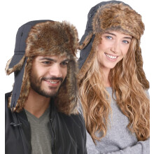 Cappello Ushanka Invernale in Pelliccia Impermeabile Caldo Antivento Grigio — cappello trapper, cappello paraorecchie