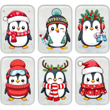 Calentadores de manos de gel reutilizables, set de 6 piezas, diseño de pingüino, 10x8 cm — accesorios invierno niños