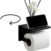 Black Toilet Paper Holder with Phone Shelf Steel Loft — toilet paper holder, industrial bathroom accessories