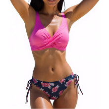 Bikini de dos piezas Push Up con estampado floral rosa S — bañador mujer, bikini playa, traje baño piscina