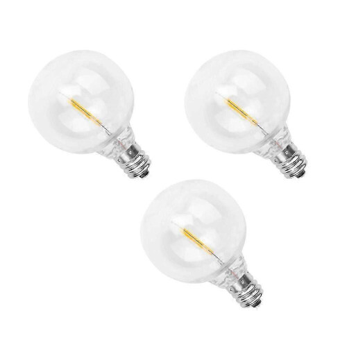 3Pcs G40 Led Replacement Light Bulbs, E12 Screw Base Shatterproof LED Globe Bulbs compatible with Solar String Lights Warm White 2