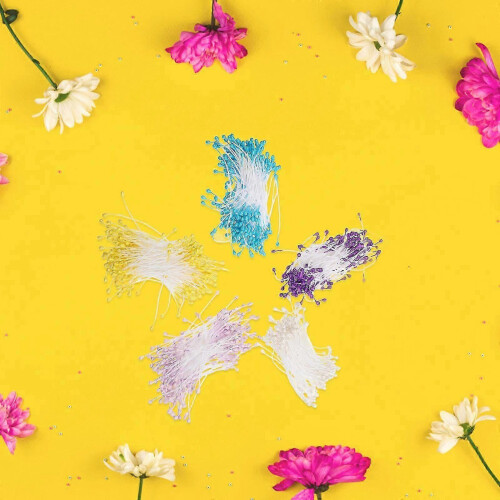 Artificial Flower Stamens Double Heads for DIY Projects 750Pcs Assorted Color 1