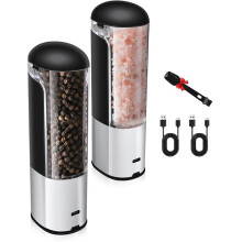 Elektrisk Salt- och Pepparkvarn, Uppladdningsbar för USB, Automatisk Justerbar Pepparkvarn med Gravitation, 80 Ml Kapacitet